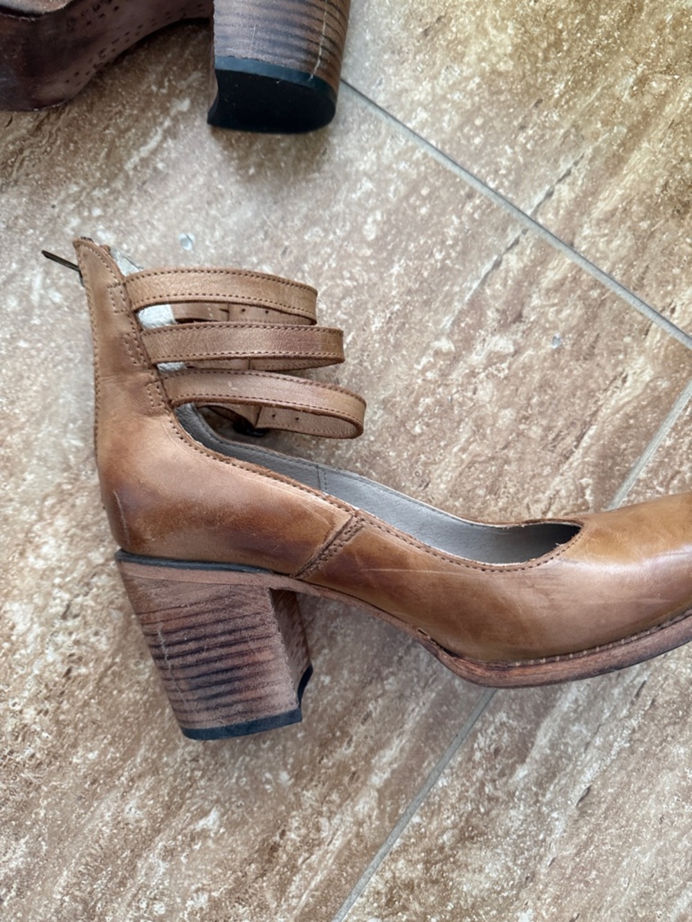 freebird Brown Leather Ankle-Strap Heels - Picture 6 of 8